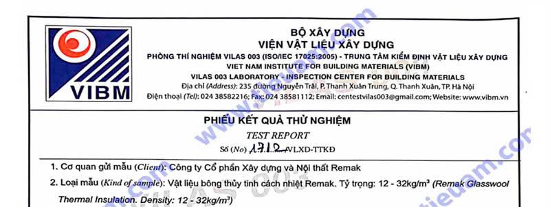 Test hàm lượng amiang trong bông thuỷ tinh
