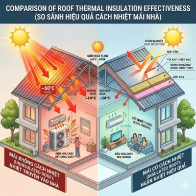 Cùng một công trình với thiết kế và vật liệu giống nhau nhưng nhiệt độ bên trong lại khác nhau hoàn toàn