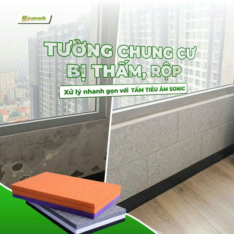 Tấm Tiêu Âm Trang Trí Sonic Xử Lý Tường Chung Cư Bị Thấm – Rộp Nhanh Gọn 5 Xử lý tường chung cư bị thấm – rộp nhanh gọn với tấm tiêu âm trang trí Remak® Sonic